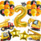 Bagger Ballon 2.Geburtstag Deko - 26 Stück Baustelle Geburtstag Ballon, Kran und Zahlen 2 Ballon, Baustellen Thema Party Deko für 2 Jahre Junge