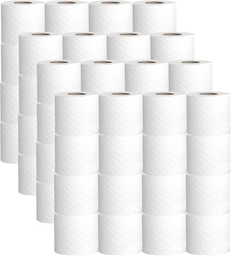 KARAVI 144 White Quilted Toilet Rolls – 2 Ply Bulk Toilet Paper – Soft Strong and Absorbent Bathroom Tissue for Home Office Restaurant Hotel Commercial Use
