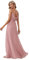 Ever-Pretty Robe de Soirée Femme Longue A Line Col V à Bretelles Mousseline de Soie Sexy Rose Poussiéreuse 38