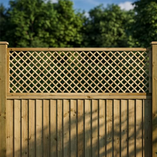 Diamond Fence Panel Topper 6ft x 2ft Framed Garden Trellis Wooden 3pk | 1ft-4ft, Decorative Lattice Wall-Mount or Add Extra Height & Privacy, Treated, Ideal Support for Plants & Vegetables