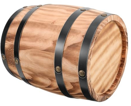 OFFSCH Barril De Madera Retro Pequeño 20x16 Cm De Roble Natural Decorativo Multifuncional para Hogar, Oficina y Bar Accesorio Artesanal Vintage