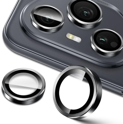 Lutree pour Honor 400 Pro Protection Caméra, 9H Individuels Lentille Protecteurs d'écran, Anneau en Métal + Verre Trempé, HD Anti-Rayures Protecteur Film -Noir