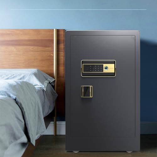 Caja fuerte semiconductora grande para huellas dactilares, caja fuerte impermeable a prueba de fuego con teclado digital, caja fuerte para oficina, hotel, hogar, negro