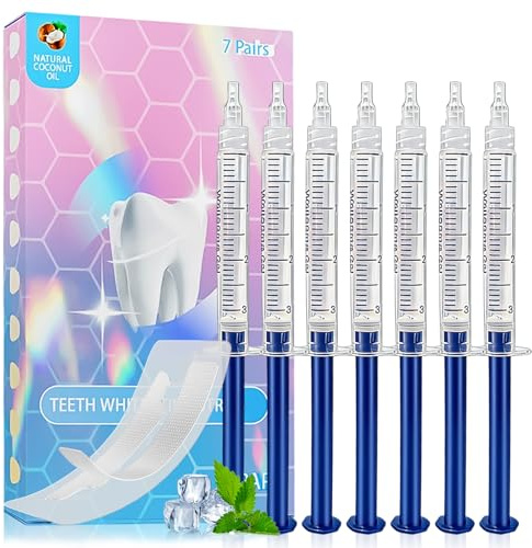 Set Blanqueador Dental,7 piezas Profesional Gel Calmante Dental,Blanqueador Dental gel y Tiras blanqueadoras Dientes Kit,Blanquear los Dientes de Forma Rápida en Casa
