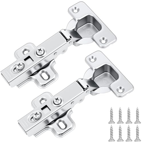NUTKIT 2 Unidades Bisagras para Puertas de Cocina | Cierre Suave con Amortiguación Hidráulica, Incluye 8 Tornillos, Bisagra Completa (Superposición Completa) para Armarios