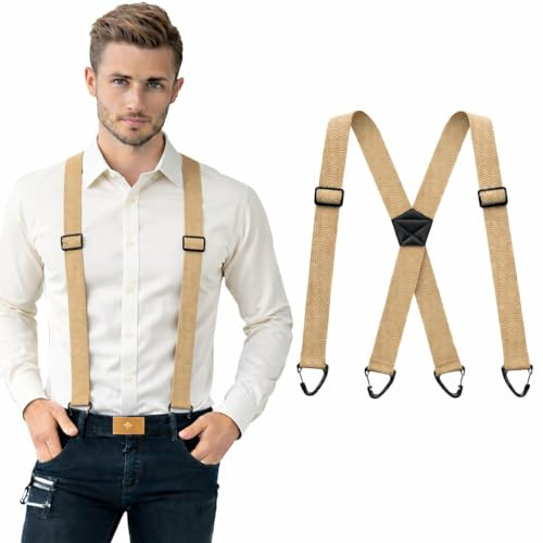 beueyfr Braces for Men Trousers, 40mm Wide With Snap Hooks | Elastic, Adjustable, No Clip Design, Strong Hold for Work & Daily Use