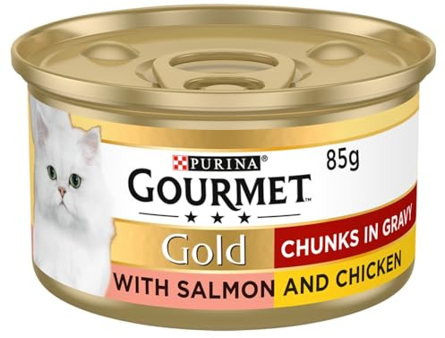 Gourmet Gold Tinned Cat Food Salmon and Chicken in Gravy 85g