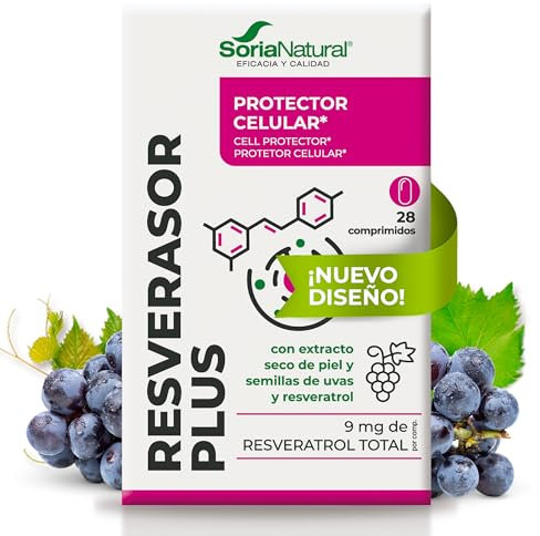 Soria Natural Resverasor Plus - Potente Antioxidante y Protector Celular - Salud Cardiovascular, Piel, Vitalidad - Caja 28 comprimidos