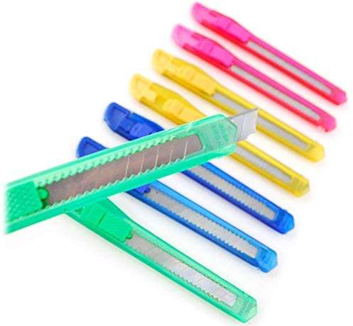 VIP Home Essentials Box Cutter/Hobby Retractable Lock Utility Knife with Snap off Razor Sharp Blade | for Cutting Thin Boxes, Craft Paper, Packaging Tape, and Much More (24)