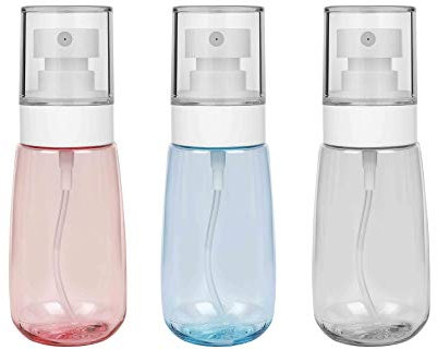 Fine Mist Spray Bottle Refillable Travel Clear Container, Plastic Empty Makeup Water Bottles Sprayer with Air Press Pump 60ml/2oz for Toiletry Cosmetic Skincare Cleaning 3 Pack