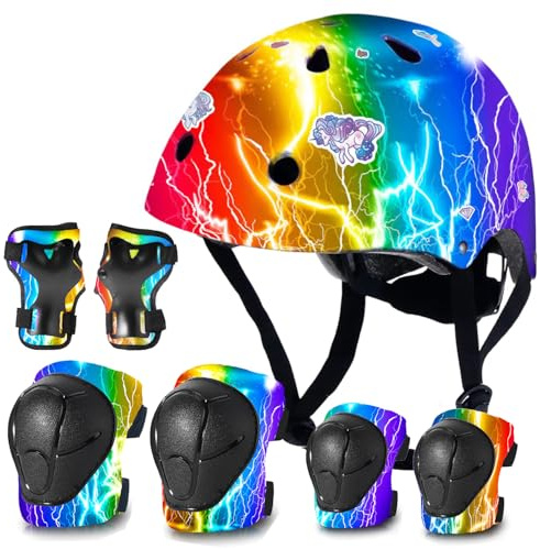 Kids Toddler Bike Helmet and Knee Pads Set for Kids 3-5-8-14 Boys Girls