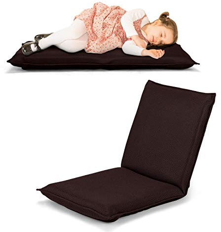 COSTWAY Golvstol, golvstol med 6 steg, justerbart ryggstöd, spelstol, fodrad, golvsoffa, meditationsstol, Lazy Sofa fönsterstol, meditationsstol (kaffe)