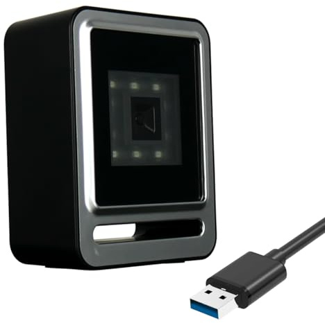 Barcode-Scanner mit USB-Kabel, Stationäres Barcode-Lesegerät für 1D- und 2D-Codes, Professionelles Strichcode-Lesegerät mit Automatikmodus, Präfix- und Suffix-Programmierung, HDWR HD-S92