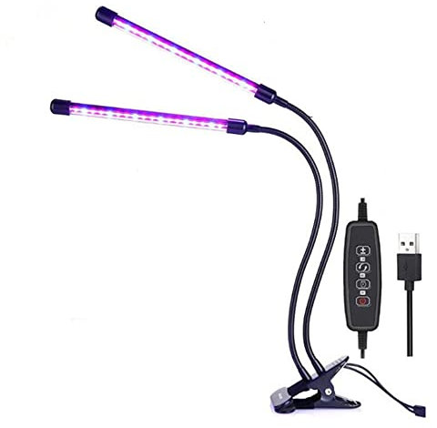 NUZAMAS 2-Röhren-Pflanzenlampe LED 60 LEDs 2 Köpfe Wachstumslampe für Pflanzen Dimmbar mit Timer und veränderbaren Farben: Blau, Rot und Blau + Rot