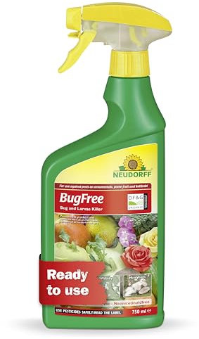 Neudorff BugFree Bug and Larvae Killer RTU – Against Biting and Sucking Insects Such as Bugs and aphids. Also Kills Eggs, Larvae and Adult pests, 750 ml