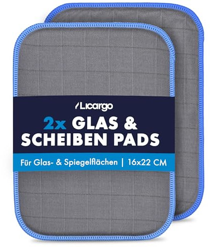 LICARGO® 2X Glas & Scheiben Pads - Mikrofaser Glastücher mit saugfähigem Kern - nie Wieder Schlieren - Mikrofaser Glastuch Auto Fenstertuch Carbon Tuch Auto - Autoscheiben Tücher 16x22cm, 2er Set