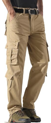 Harbrosrce Hommes Pantalon Cargo en Coton avec 8 Poches Tactique Militaire Multipoches Combat Pantalon pour Le Jogging randonnée Escalade