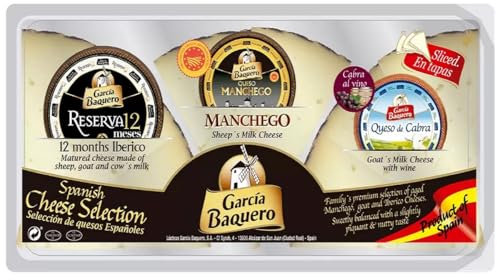 LalolaGourmet® - Spanish Cheese Selection - 400g - Manchego, Iberico, Goat Cheese - 32 Ready-Cut Tapas Wedges - Authentic Spanish Tapas Platter Gift Set