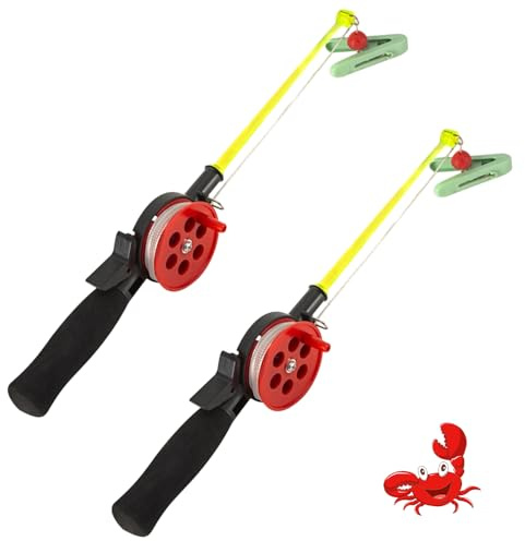 Mineup Canne da pesca per bambini, 2 pezzi canna da granchi, 34 cm, spiaggia e vacanze, regalo