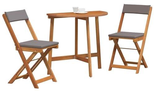 vidaXL Ensemble bistrot 3 pcs Huile Naturelle Bois d'Acacia Massif, Ensemble de Repas extérieur, Bistro de Jardin, mobilier Compact, Collection D, terrasse Repliable en Acacia