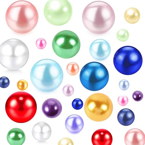 Chuxin 230 Pieces Floating Pearls for Vases Filler, 20/14/10mm Pearl Beads No Hole Faux Colorful Beads for Vase Centerpieces Home Table Party Decor