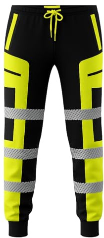kraftd Men’s Hi Vis Viz Work Trousers Jogging Bottoms Reflective Joggers Sweat Pants Safety High Visibility Combat Trouser Workwear Jogger