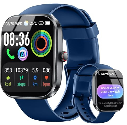 uaue AI Smartwatch Uomo Donna, 2025 Nuova Fitness Tracker Orologio con,1.91 Smart Watch Impermeabile IP68