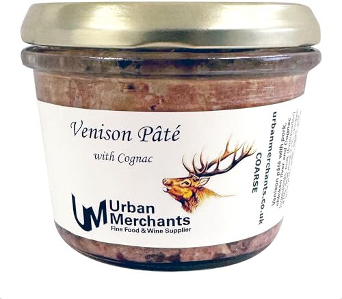 Venison Pate With Cognac From Urban Merchants, Gourmet French Pate, Ideal Accompaniment For Cheese, Charcuterie, Crackers, Pickles And Chuntneys, 180g Glass Jar