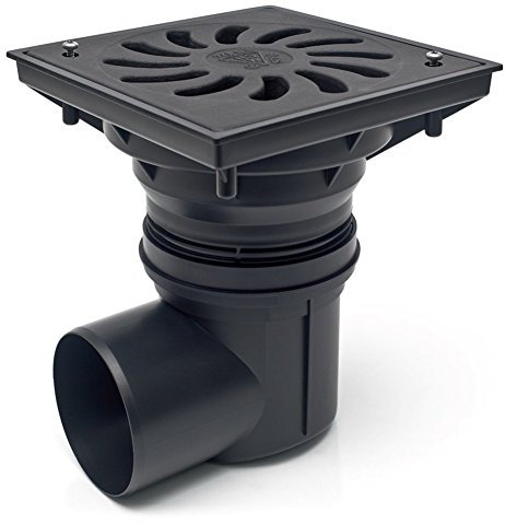 MCH Hofablauf-Kanalisationsschacht - Kunststoffrost - befahrbar - Belastung bis 1500 kg- 245x245 mm - (330-Sz)