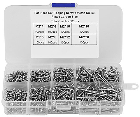tornillos roscachapas madera + Akozon 800pcs M2 cabeza redonda tornillo autorroscante, acero carbono cruz avellanados tornillos carpintería sujetador con caja