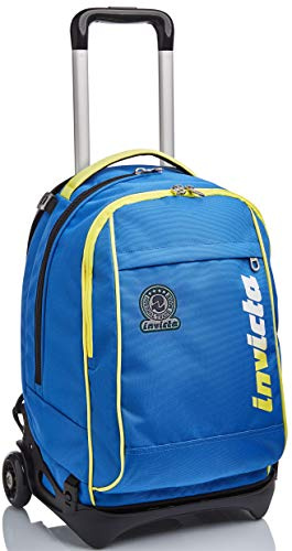 Invicta Sac à Dos à Roulettes, New Tech Tartan Sac à Livres à Roulettes, 3 En 1, Sac à Dos Détachable + Trolley, Filles et Garçons, pour L'École, le Sport, Pochette pour Ordinateur Portable, Bleu