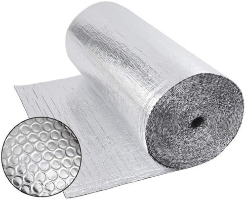 Isolant Thermique 0,6x25M, Rouleau Film Aluminisé a Bulles Double Face 4mm Résistant pour Réflecteur de Chaleur et de Froid, Idéal pour Radiateur, Mur, Voiture, Fenetre (15㎡)