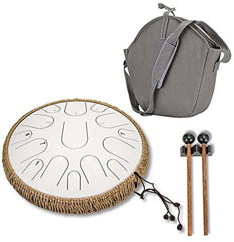 Tambour de Langue en Acier, Tongue Drum 15 Notes 14 Pouces Tambour Handpan, Tambour éthéré, Sac Instrument à Percussion avec Maillets et Sac De Transport pour la Méditation,Yoga,Performances,éducation