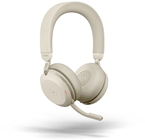 Jabra Evolve2 75 Wireless PC Headset mit 8-Mikrofon-Technologie - Dual-Foam-Stereo-Kopfhörer mit moderner aktiver Geräuschunterdrückung, USB-A Bluetooth-Adapter und MS Teams-Kompatibilität - Beige