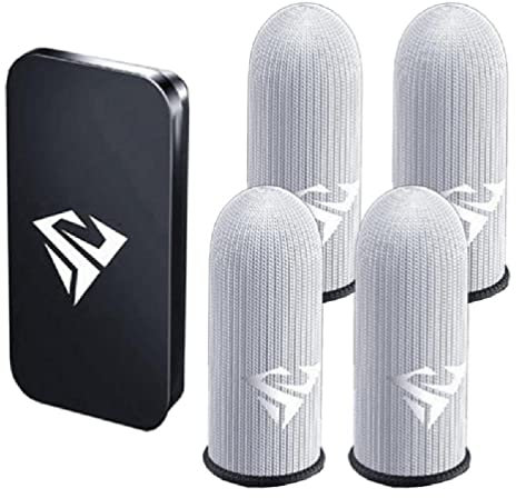 YUSHU - Manchons de doigts en fibre argentée de 0,25 mm, sans couture, pour les jeux mobiles, les doigtiers pour les jeux mobiles