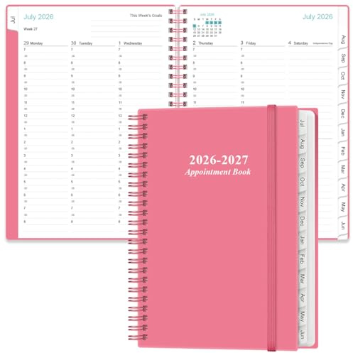 2026-2027 Appointment Book & Planner - Hourly Planner from July 2026 to June 2027, Weekly Appointment Book 2026-2027 with 30-Minute Interval, 6.4 x 8.5, Pink