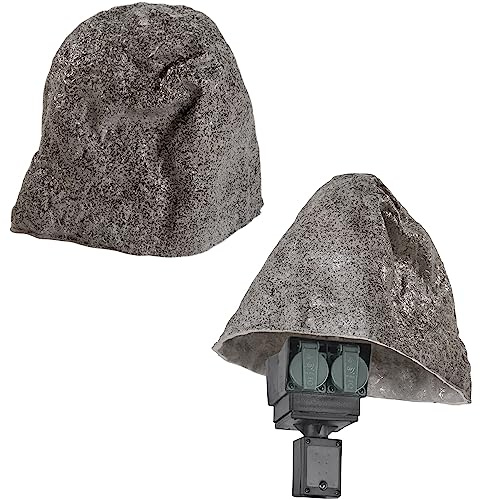 Roccia Artificiale S-03 Ø 45 cm Grigio – Pietra Cava Alta a Cupola, Copertura Pompa Laghetto, Filtro, Trasformatore – 63 × 50 × 46 cm, Fibra di Vetro, 9 kg, resistente al gelo