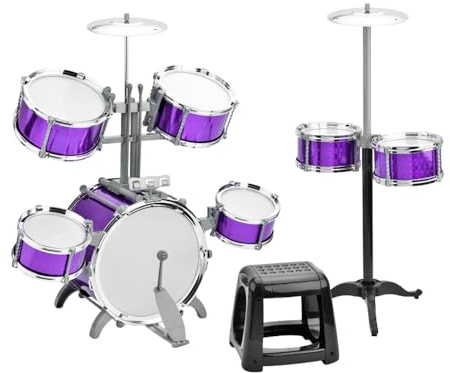 Btuty Drum Set Jazz Drum Kit with Stool 7 Drums Musical Percussion Instruments for Beginner Holiday Gifts Thickened PVC Drumhead Easy Installation (Blue)