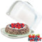 HOMELYN Kuchen-Transportbox mit Kuchenplatte aus Glas & Kühlpack I Rund I Ideal für Kuchen/Torten bis Ø 28cm & 15cm Höhe I Modernes Design I Sicherer Verschluss I Kuchenbehälter I Tortenbehälter
