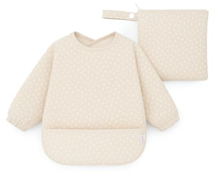 J.Børn BLW Long Sleeve Baby Feeding Bib 6-12M - Waterproof Coverall Weaning Bibs + Free Matching Storage Bag for Baby Led Weaning (Confetti)