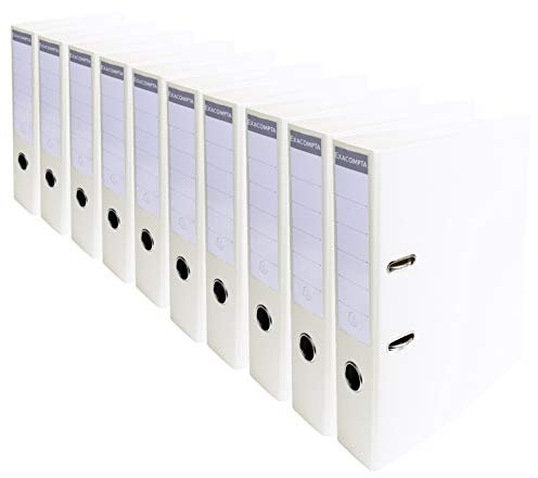 Exacompta 53748E 10er Pack Premium PVC-Ordner Prem´Touch Pastell. 7 cm breit DIN A4 Ringordner Aktenordner Briefordner Büroordner Plastikordner Schlitzordner Weiß