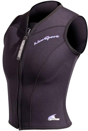 Neo Sport Men’s and Women’s Front Zipper Wetsuit Vest - 2.5mm -4-Way Stretch Neoprene - 50+ UV SHIELD , Women's Black, 8