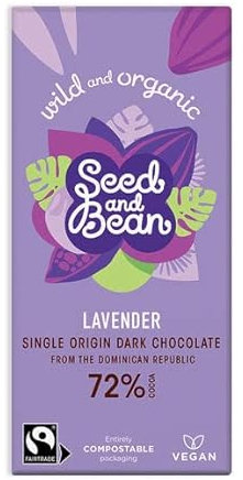 Organic Seed & Bean Company | 72% Dark Choc & Lavender | 1 x 85g