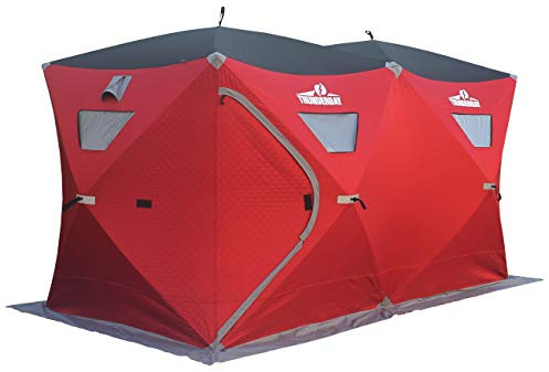 THUNDERBAY 6 Person Insulated Ice Fishing Tent, 300D Oxford Fabric, 68 Square Feet of Fishable Area, Portable 6 Person Insulated Ice Shelter