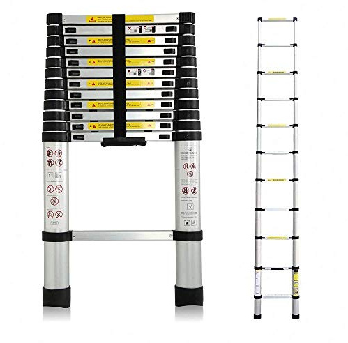 3,8M Teleskopleiter, Mehrzweckleiter Aluminium, Ausziehbar Aluleiter