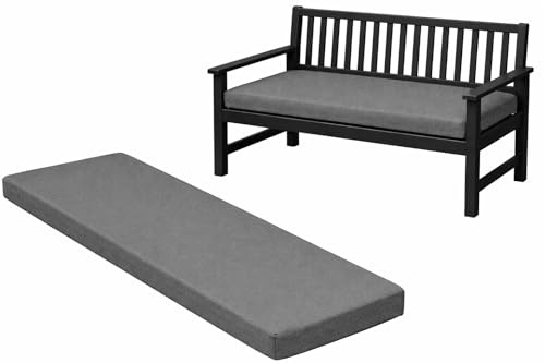 Brillars Garden Patio Bench Pad Outdoor Water Resistant Fabric 2/3/4 Seater Furniture Swing Seat Hammock Thick Pillow Cushion (Charcoal Grey, 2 Seater)
