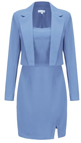 EXLURA Women's Professional Business Lightweight Blazer Dress Suit Sets 2 Piece Work Office Fashion Outfits