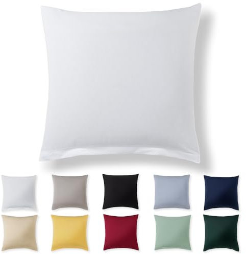 Alreya Kissenbezug 40 x 40 cm - Weiß - 100% Jersey Baumwolle - Kissenhülle für Kissen 40x40 cm, Jersey Kopfkissenbezüge, Superweicher Kissenbezug 40x40 mit Reißverschluss