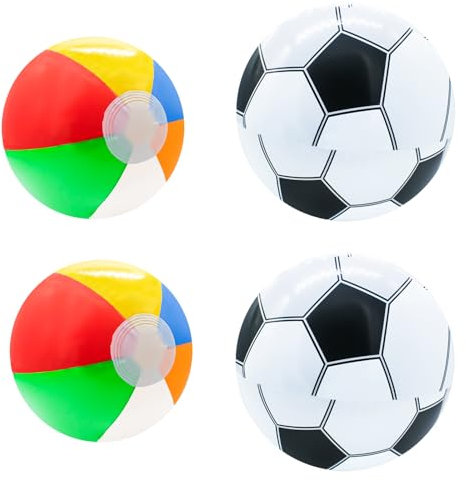 4 Pezzi palloni gonfiabili giganti, 30cm + 40cm Palloni da Spiaggia Gonfiabili y Calcio Gonfiabile Palloni da Spiaggia Gonfiabili per Beach Party Feste All'Aperto