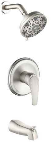 Badewannen-Duscharmatur-Kombi-Set aus gebürstetem Nickel, Badewannenarmatur-Set, Duschsystem mit Wannenauslauf Duschwannen-Set, Duschventil und Verkleidungsset, Duscharmaturen